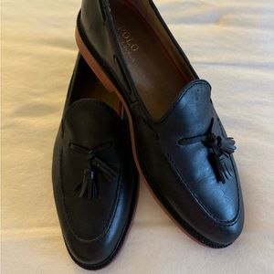 Polo by Ralph Lauren black leather loafers with tassels!